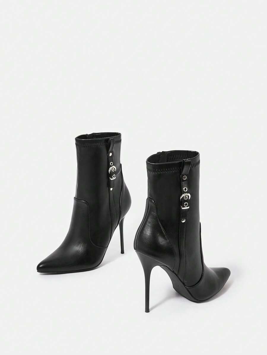 SheIn SXY 女士們流行和時尚黑色戶外靴子