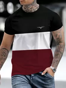 Manfinity Homme Men Antler Graphic Color Block Tee