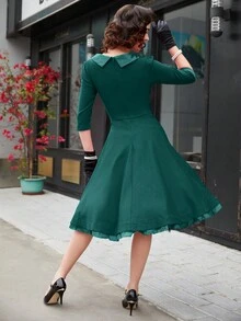 MUXXN 3D玫瑰泡泡袖禮服洋裝