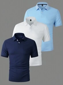 Manfinity Homme Men 3pcs Solidcollar Work Polo Shirt, For Husband - Multicolor - View 6