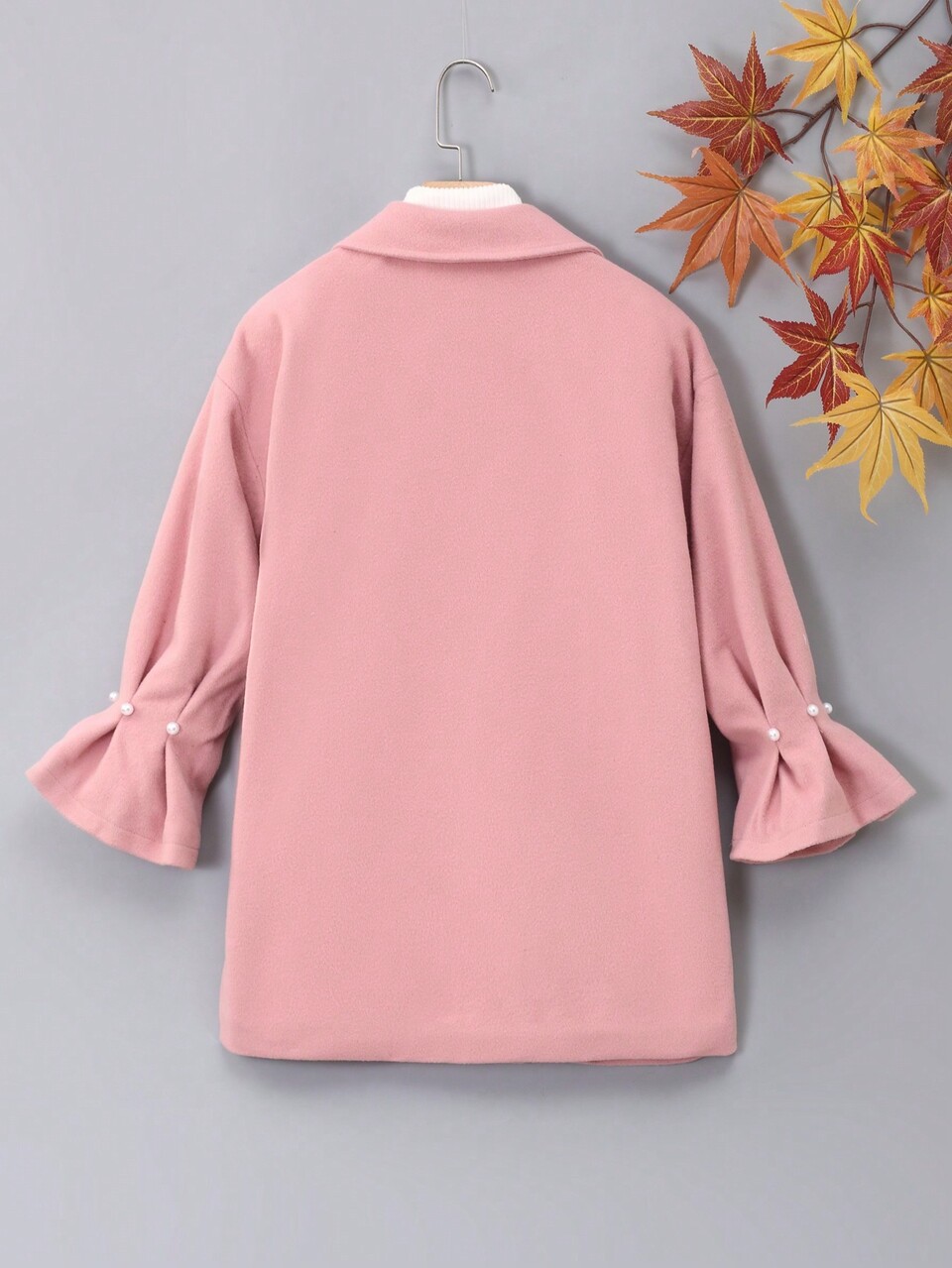 Tween Girl 1pc Double Button Flare Sleeve Overcoat