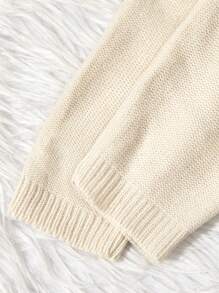 女嬰 1 入組荷葉邊口袋貼片整體針織連身褲 - 杏色 - 查看 6