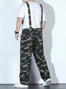 Manfinity Homme Men Plus Camo Print Denim Overalls Without Tee - Multicolor - View 2