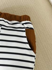 男嬰卡通圖案插肩袖運動衫和條紋圖案衛褲 - 彩色 - 查看 5