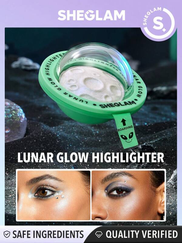 SHEGLAM Lunar Glow Highlighter MultiDimensional Shine Highlighter Powder HighShine Finish Blue