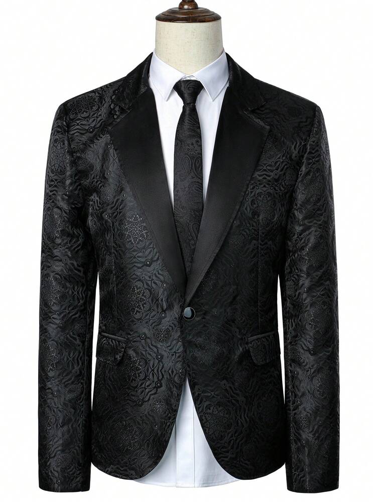 Manfinity AFTRDRK Men Halloween Jacquard Single Button Blazer - Black - View 7