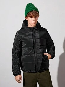 Áo khoác có mũ trùm đầu đệm túi chéo cho bé trai tuổi teen - màu đen - Xem 4
