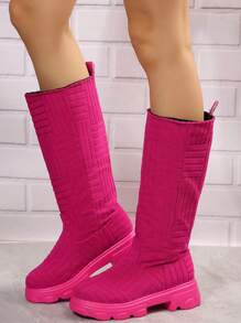 女性時尚靴子 - 玫紅色 - 查看 4