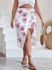 SHEIN VCAY 加碎花打結側裙 - 彩色 - 查看 4