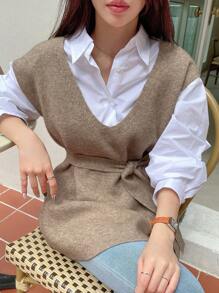 DAZY 1pc Belted Sweater Vest