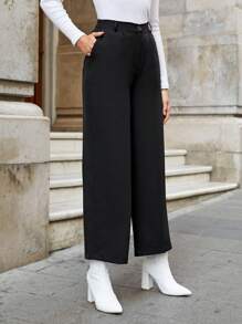 RueChic Solid Slant Pocket Suit Pants - Black - View 5