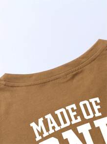 Manfinity LEGND Nam Slogan & Đồ họa Thiên thần Áo thun - màu nâu - Xem 5