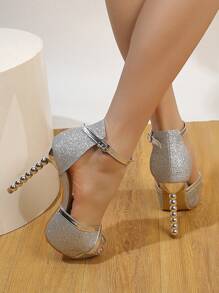 Dép cao gót đế bệt chống thấm nước - Vàng - Xem 4