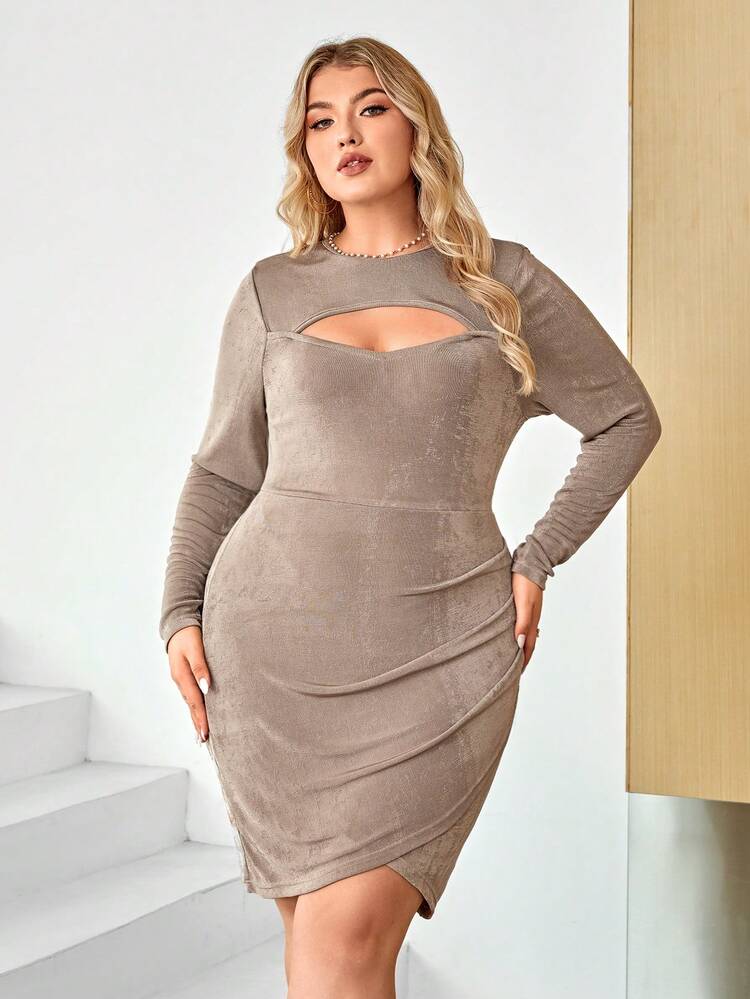 Plus Cut Out Wrap Hem Bodycon Dress