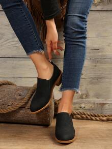 Fashionable Women's Boots, Chunky/high Heeled, Pointed Toe, Back Zipper Closure, Slip-on - Black - View 6