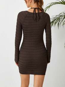 Soleia 環扣正面鏤空緊身洋裝 - 棕色 - 查看 2