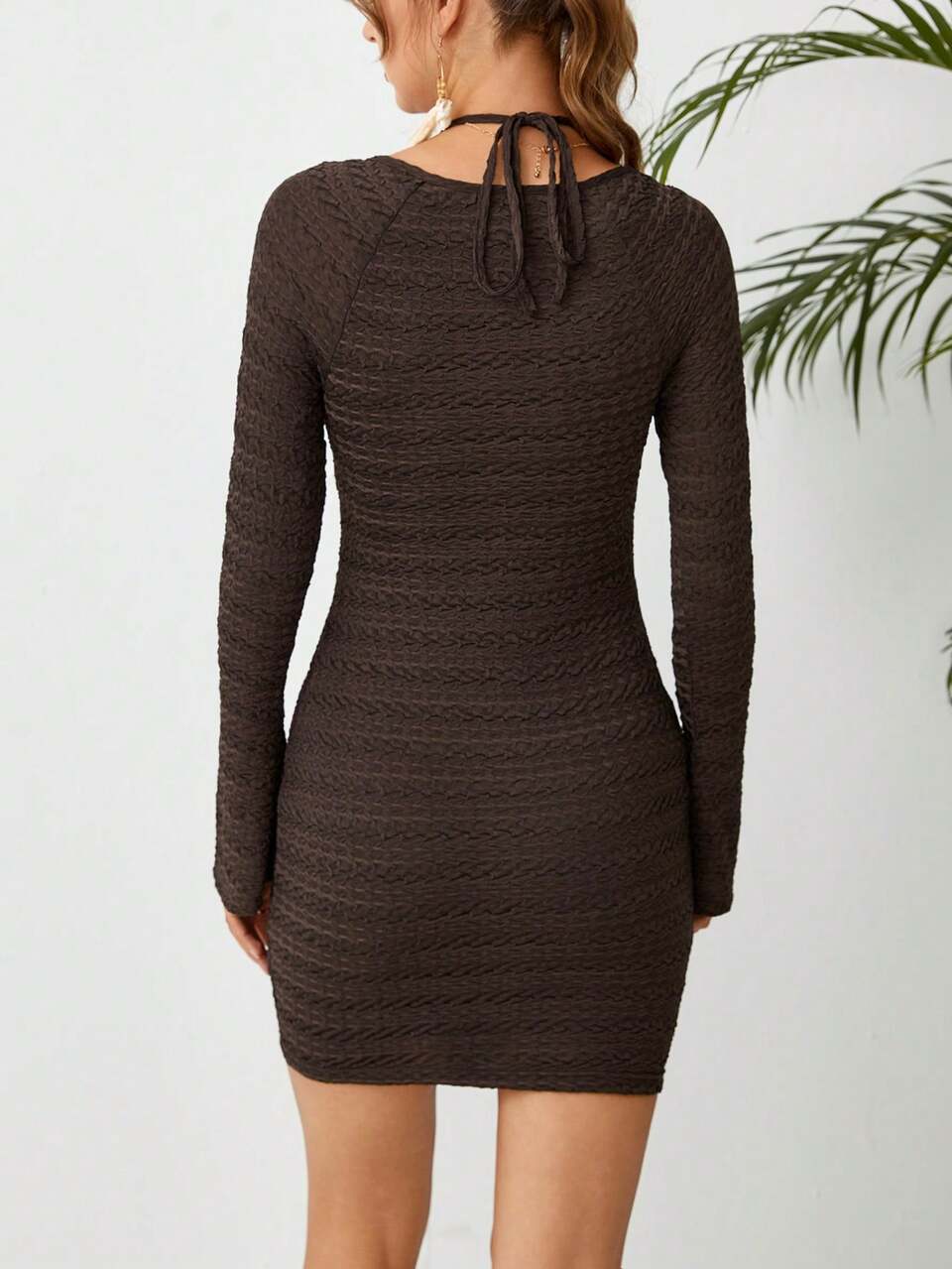 Ring Linked Cut Out Front Bodycon Dress