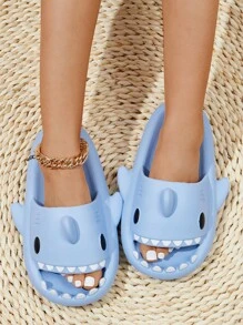 Funny Shark Shaped Slippers Women's Open Toe Slide Sandals - Blue - View 4