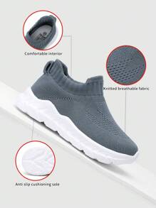 Baby Slip On Sneakers, Sporty Fabric Chunky Sneakers - Navy Blue - View 1