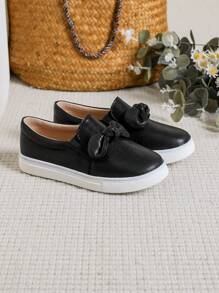 New Arrival Girls' Fashionable Black Casual Shoes For Fall Winter, Big Kids' Comfortable Outdoor Sports Flat Shoes - Black - View 3