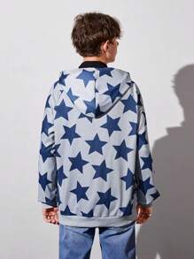 Teen Boy Star Print Zip Up Hoodie