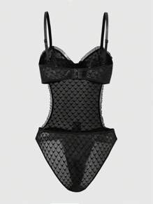 ROMWE Grunge Punk 女性性感透明網眼連身衣 - 黑色 - 查看 2