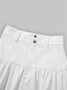 SHEIN MOD 净色荷叶边下摆半身裙 - 白色 - 查看 5