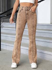 SHEIN Privé Jeans de pierna amplia con costura delantera