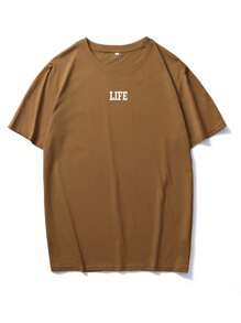 Manfinity LEGND Nam Slogan & Đồ họa Thiên thần Áo thun - màu nâu - Xem 3