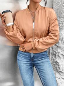 SHEIN Essnce Bomber Épaule tombante Zippé