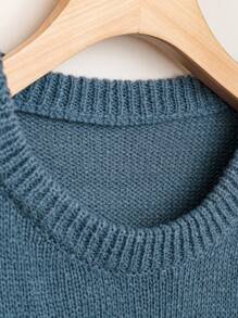 SHEIN LUNE Suéter de punto con caída de hombros y estampado de estrella, para otoño e invierno - Azul - Ver 3