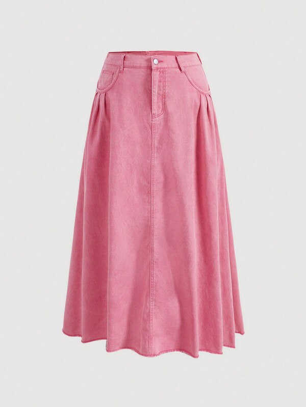 SHEIN MOD Plus Plicated Detail Denim Skirt