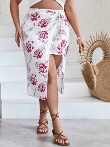 SHEIN VCAY 加碎花打結側裙 - 彩色 - 查看 3