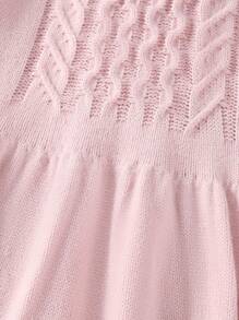 SHEIN Tween Girl Cable Knit Sweater Dress - Pink - View 5