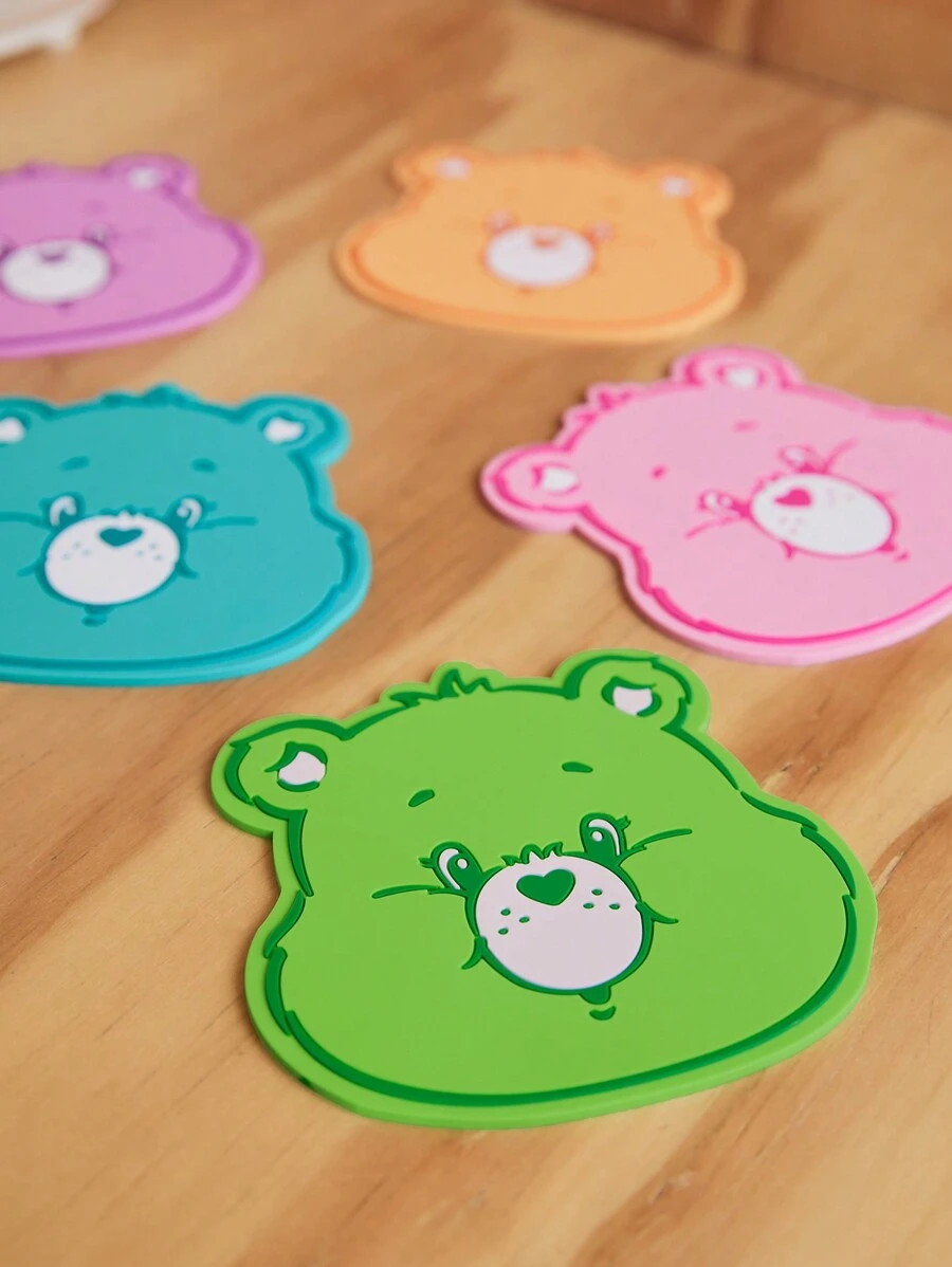 SHEIN X Care Bears 1pc Lucky Bear Cup Mat,Desk Decor, Heat Insulation,Love-A-Lot Bear,Funshine Bear, Bear,Friend Bear - Green - View 1