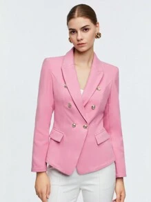 BizChic Chất rắn Đôi ngực Áo vest - Hồng - Xem 5