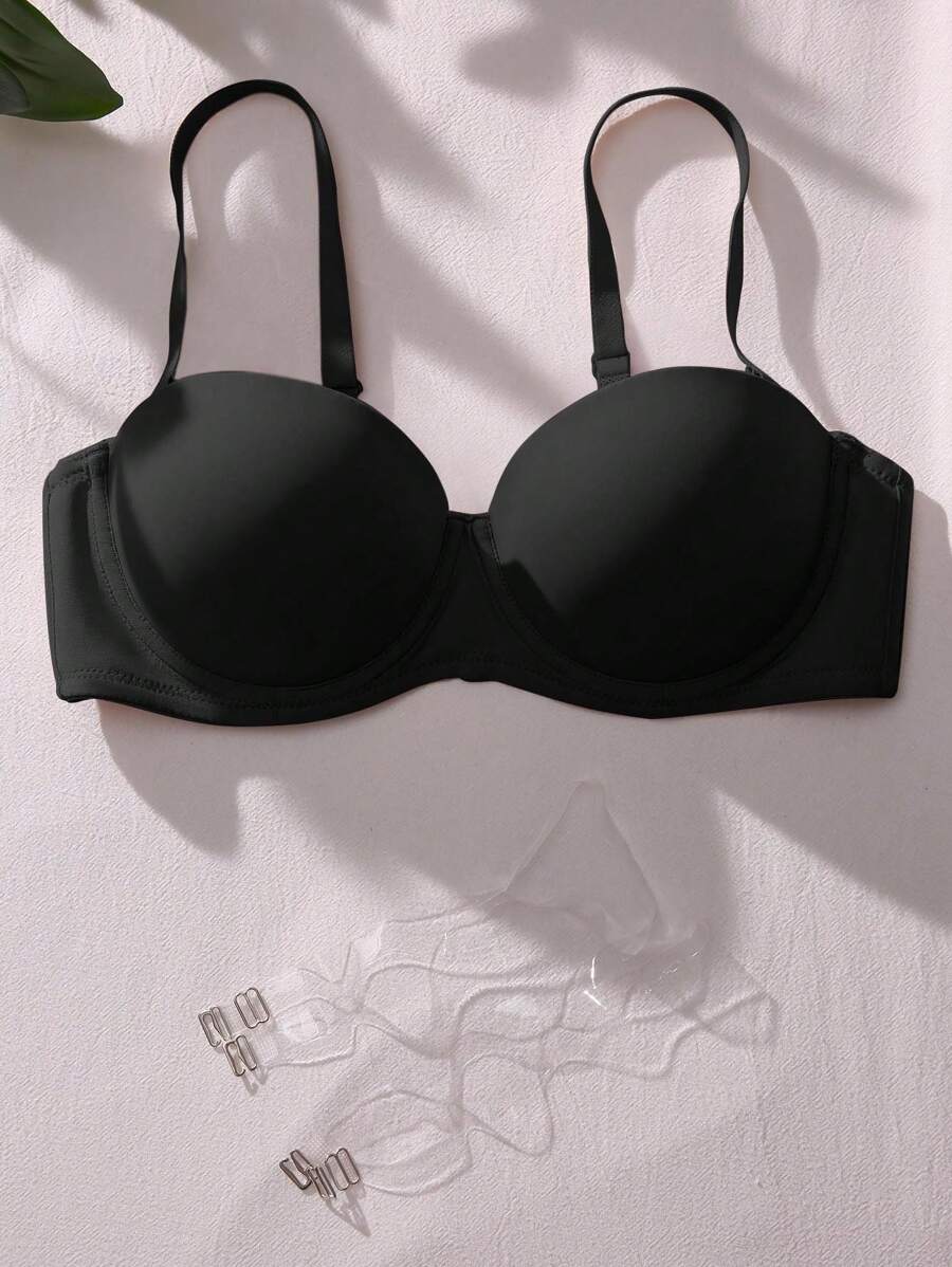 SHEIN Sujetador unicolor con aro - Negro - Ver 1