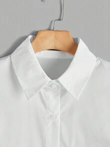 SHEIN EZwear Plus Letter Patched Detail Drop Shoulder Shirt - White - View 4