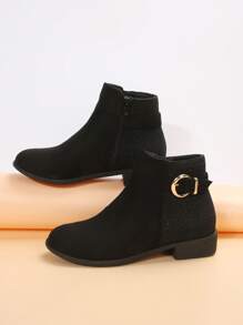 Women's New Style Ankle Boots For Autumn And Winter, Black Suede Pointed-toe Fashionable Boots - Black - View 3