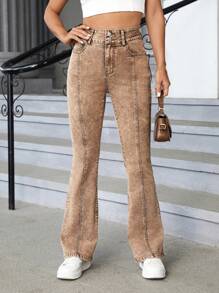 SHEIN Privé Jeans de pierna amplia con costura delantera