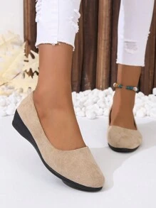 Women's Flat Sole Shoes - Khaki - View 5