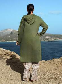 SHEIN SXY Zip Up Hooded Coat - Grey - View 2