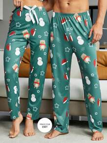 1pc Christmas Print Sleep Pants - Multicolor - View 1