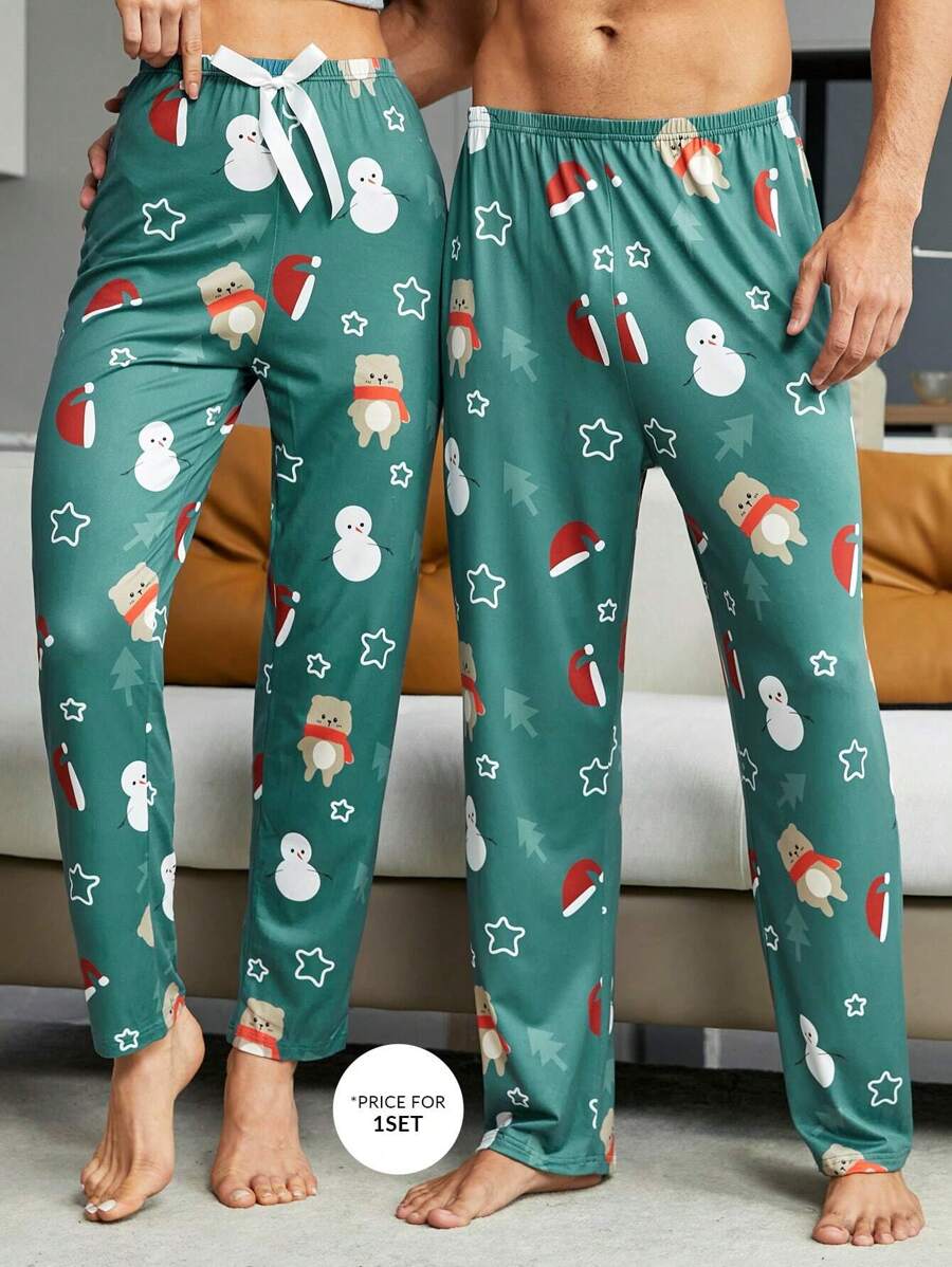 1pc Christmas Print Sleep Pants - Multicolor - View 1