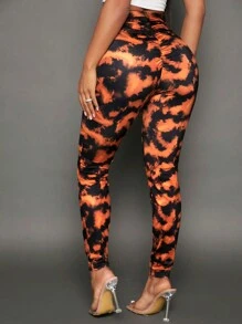 SHEIN SXY 紮染圖案緊身打底褲