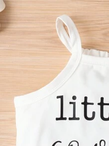 Baby Girl Letter Graphic Cami Top & Floral Print Pants - Multicolor - View 3