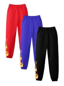 男大童3入組火圖案彈性腰帶衛褲 - 彩色 - 查看 2