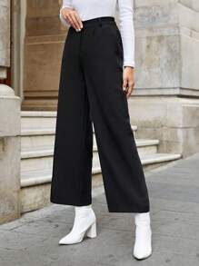 RueChic Solid Slant Pocket Suit Pants - Black - View 4