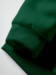 SHEIN EZwear Plus Skeleton Print Thermal Lined Sweatshirt - Dark Green - View 3