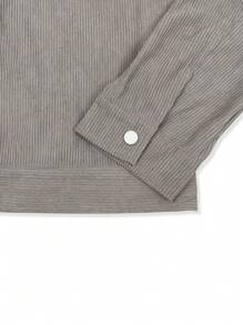 Manfinity Hypemode 男士拼接領翻蓋口袋燈芯絨夾克 - 淺灰色 - 查看 6